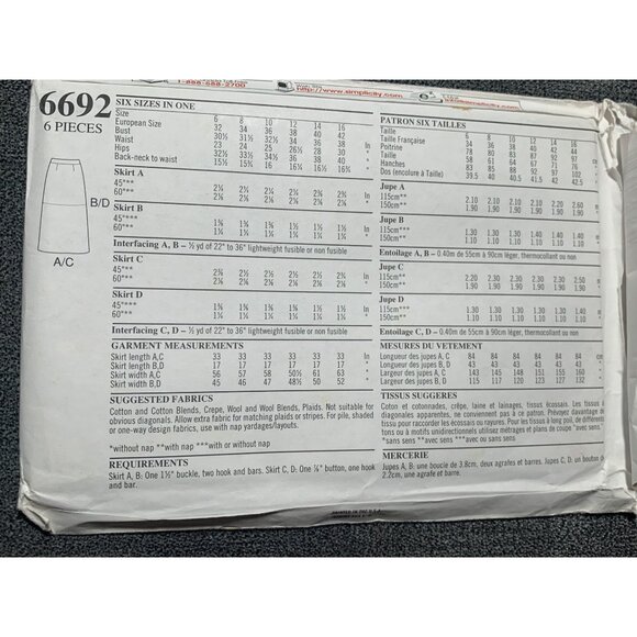 Simplicity Misses Skirt Sewing Pattern sz 6-16 6692 - uncut - Picture 3 of 4